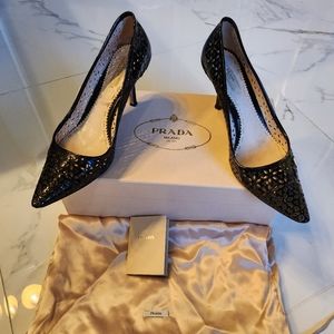 Gorgeous Authentic Prada Black Patent Heels 37.5